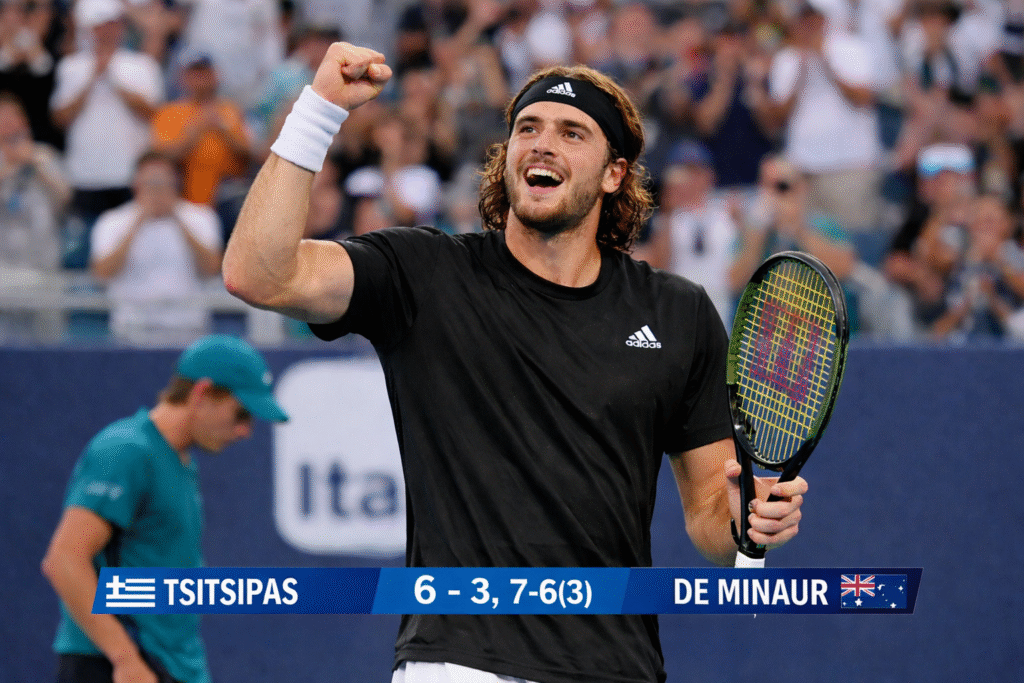 Stefanos Tsitsipas delivered a statement performance at the Miami Open, overcoming fifth seed Alex de Minaur in straight sets to book his place in the third round. The Greek prevailed 6-3, 7-6(3)