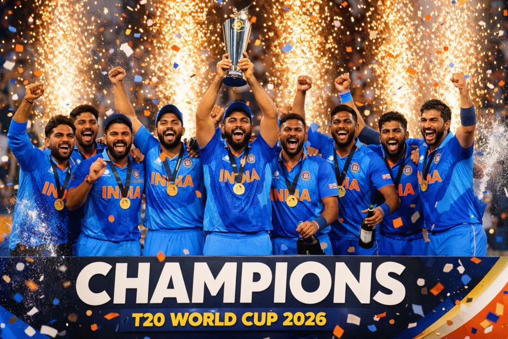 India win third T20 World Cup title celebrating