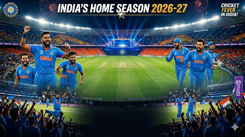 India cricket team celebrating after announcing blockbuster home season 2026-27