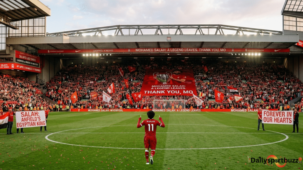 Mohamed Salah at Anfield during his last season with Liverpool